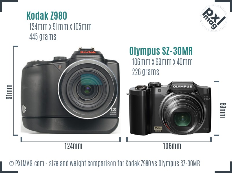 Kodak Z980 vs Olympus SZ-30MR size comparison