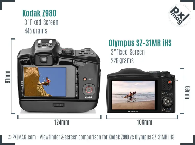 Kodak Z980 vs Olympus SZ-31MR iHS Screen and Viewfinder comparison Kodak Z980 vs Olympus SZ-31MR iHS Screen and Viewfinder comparison