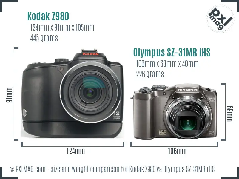 Kodak Z980 vs Olympus SZ-31MR iHS size comparison Kodak Z980 vs Olympus SZ-31MR iHS size comparison