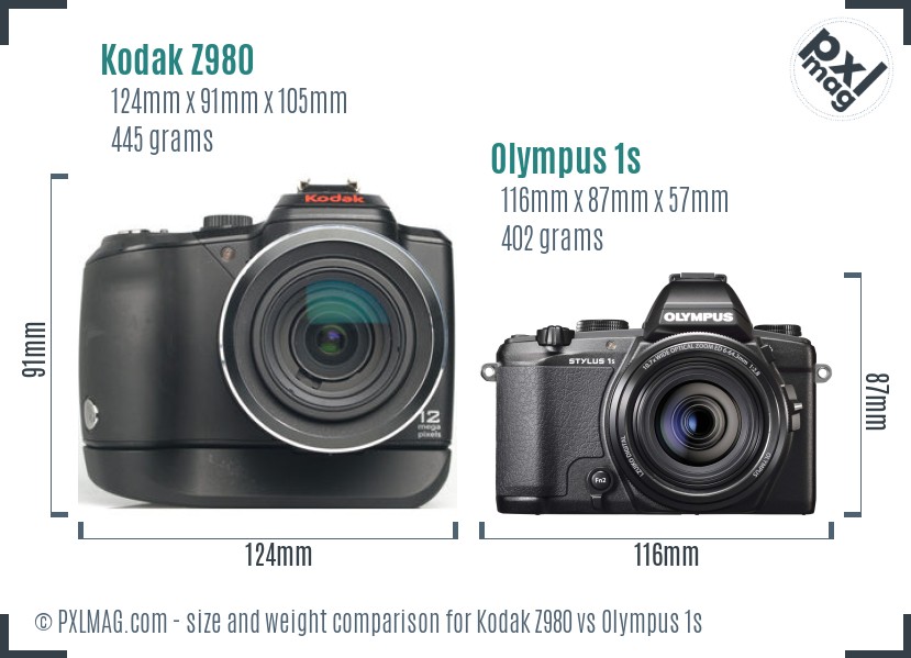 Kodak Z980 vs Olympus 1s size comparison