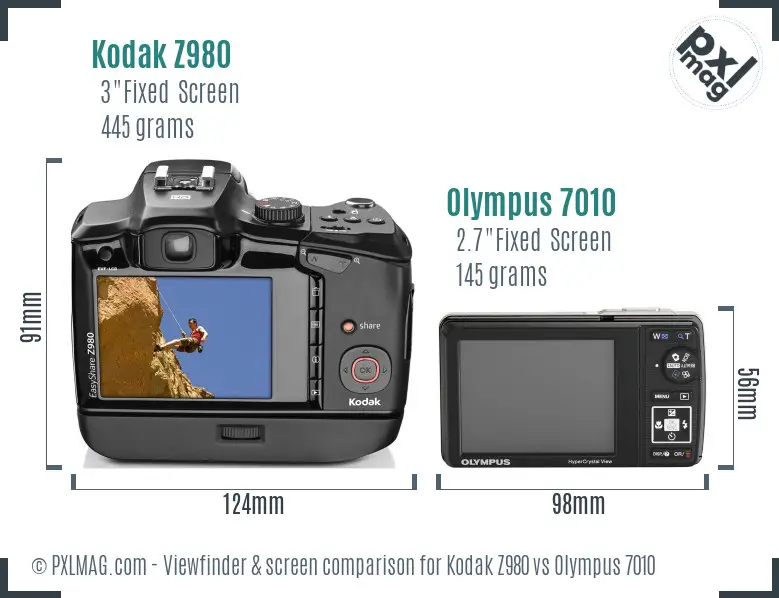 Kodak Z980 vs Olympus 7010 Screen and Viewfinder comparison Kodak Z980 vs Olympus 7010 Screen and Viewfinder comparison