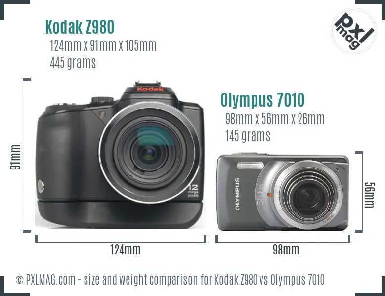 Kodak Z980 vs Olympus 7010 size comparison Kodak Z980 vs Olympus 7010 size comparison
