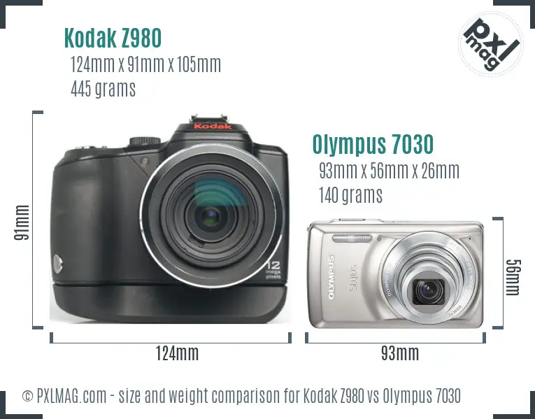 Kodak Z980 vs Olympus 7030 size comparison Kodak Z980 vs Olympus 7030 size comparison