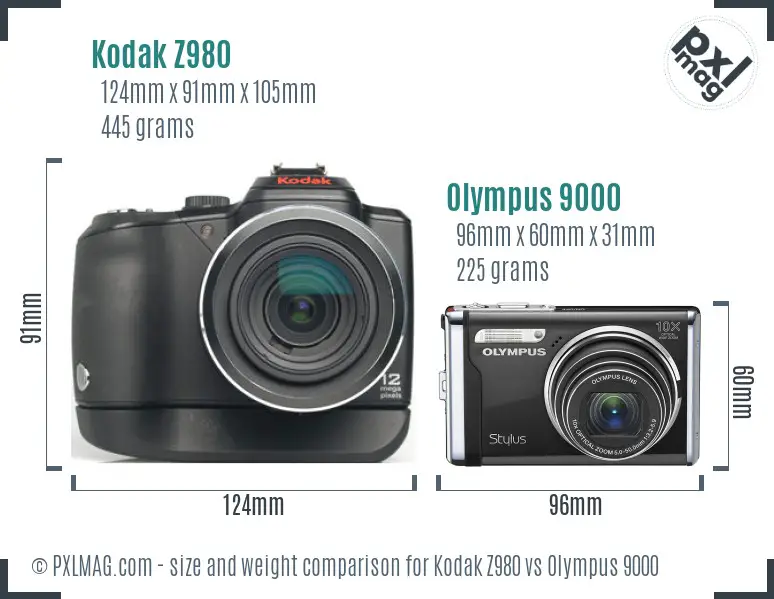 Kodak Z980 vs Olympus 9000 size comparison