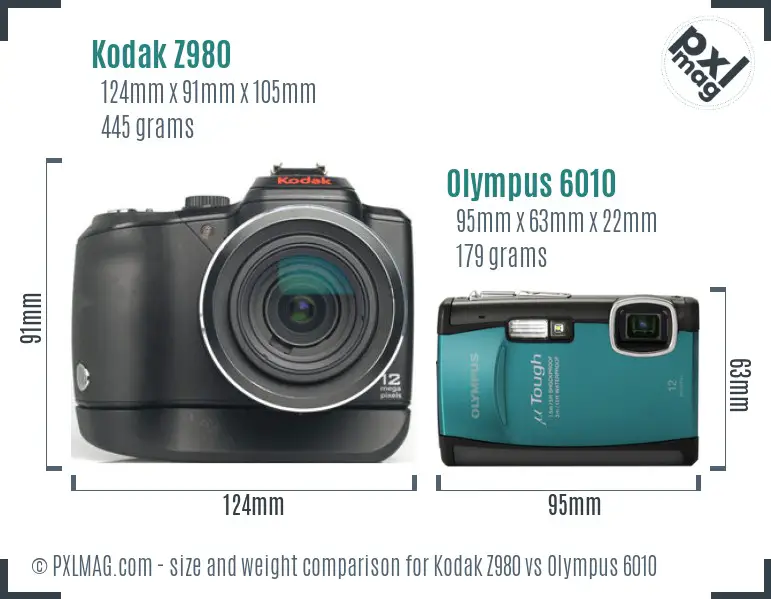 Kodak Z980 vs Olympus 6010 size comparison