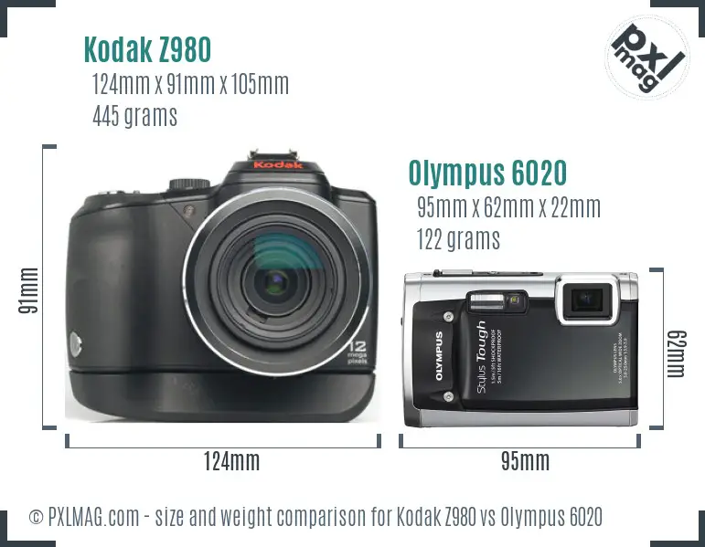 Kodak Z980 vs Olympus 6020 size comparison