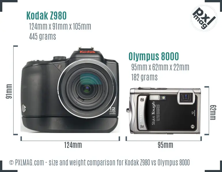 Kodak Z980 vs Olympus 8000 size comparison
