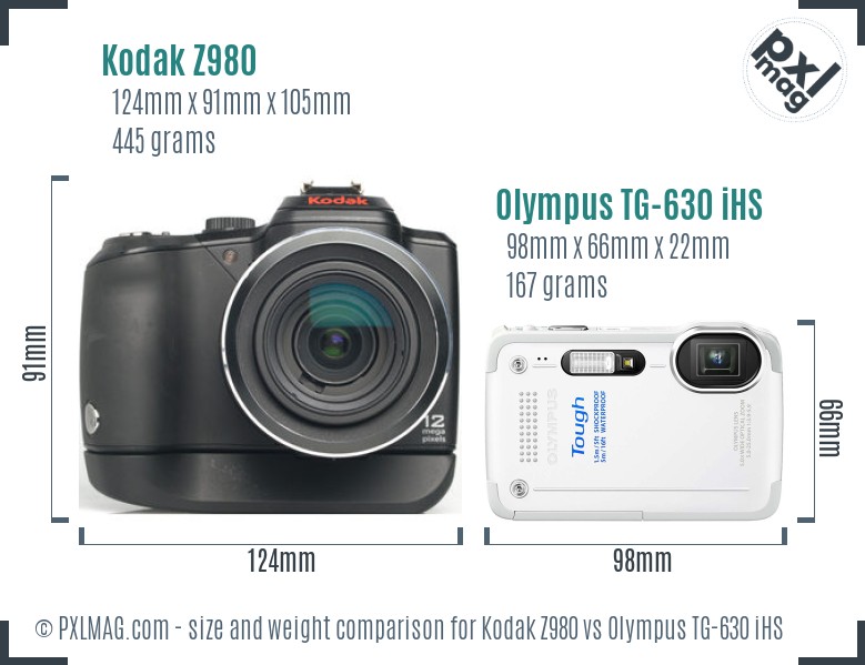 Kodak Z980 vs Olympus TG-630 iHS size comparison Kodak Z980 vs Olympus TG-630 iHS size comparison