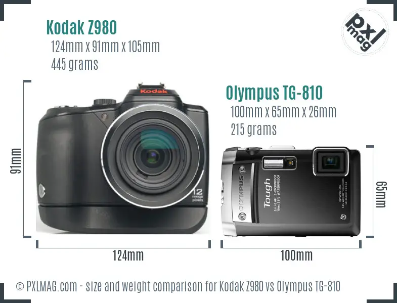 Kodak Z980 vs Olympus TG-810 size comparison