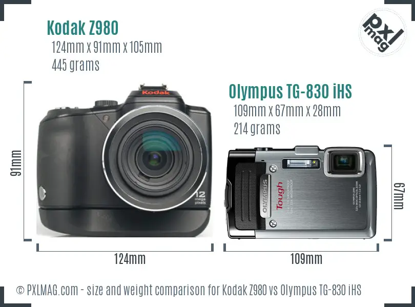 Kodak Z980 vs Olympus TG-830 iHS size comparison