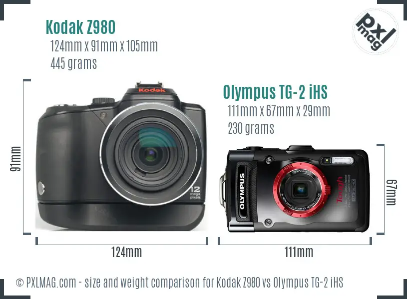 Kodak Z980 vs Olympus TG-2 iHS size comparison