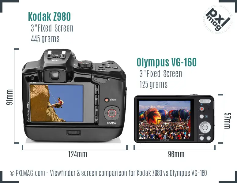 Kodak Z980 vs Olympus VG-160 Screen and Viewfinder comparison Kodak Z980 vs Olympus VG-160 Screen and Viewfinder comparison