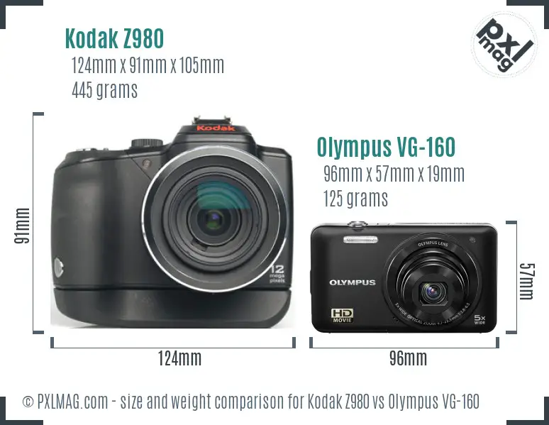 Kodak Z980 vs Olympus VG-160 size comparison Kodak Z980 vs Olympus VG-160 size comparison