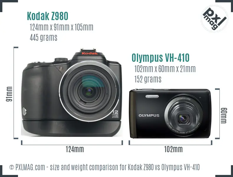 Kodak Z980 vs Olympus VH-410 size comparison