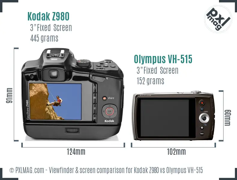 Kodak Z980 vs Olympus VH-515 Screen and Viewfinder comparison