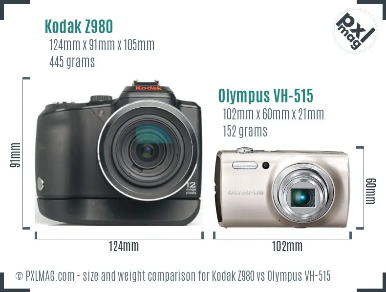 Kodak Z980 vs Olympus VH-515 size comparison