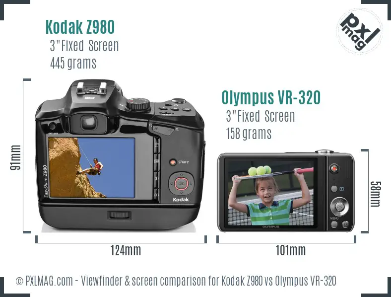 Kodak Z980 vs Olympus VR-320 Screen and Viewfinder comparison
