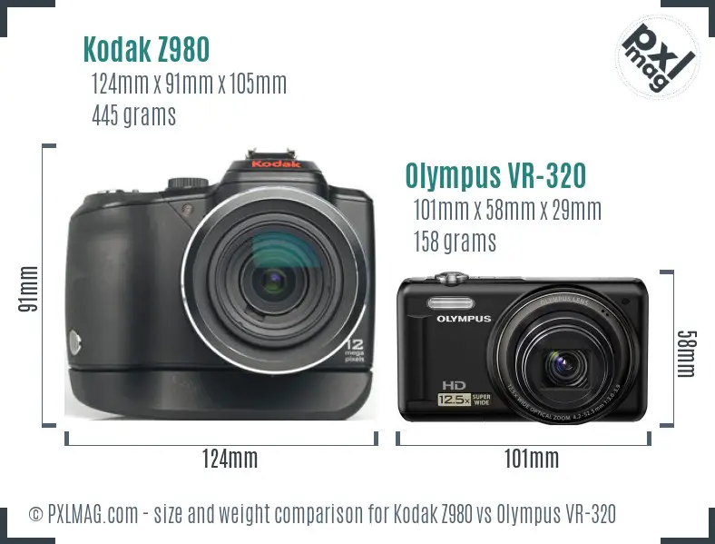 Kodak Z980 vs Olympus VR-320 size comparison