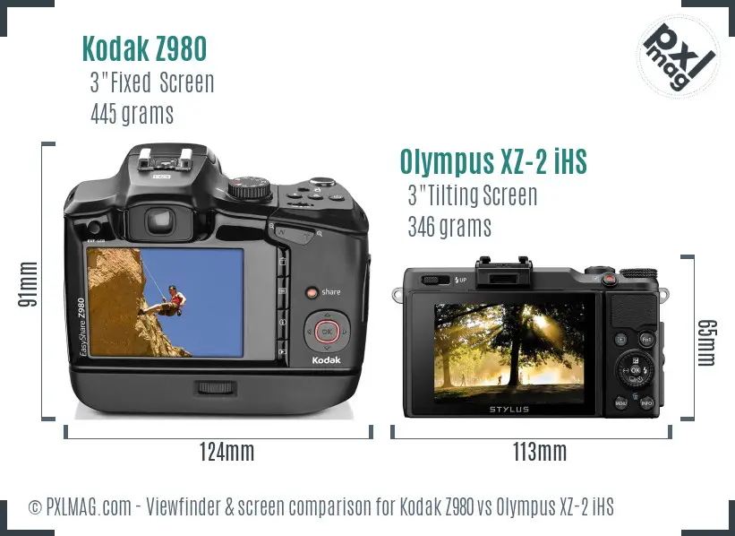 Kodak Z980 vs Olympus XZ-2 iHS Screen and Viewfinder comparison Kodak Z980 vs Olympus XZ-2 iHS Screen and Viewfinder comparison