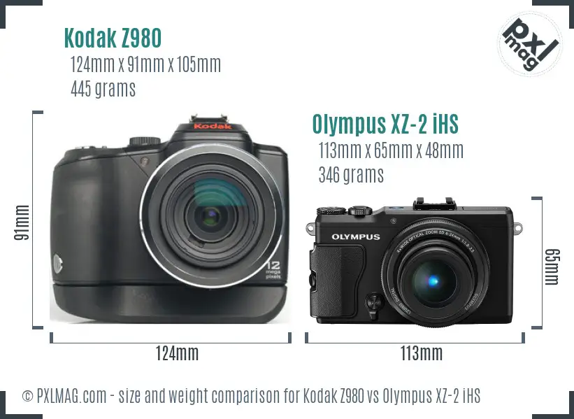 Kodak Z980 vs Olympus XZ-2 iHS size comparison Kodak Z980 vs Olympus XZ-2 iHS size comparison