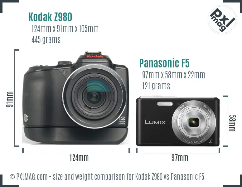 Kodak Z980 vs Panasonic F5 size comparison