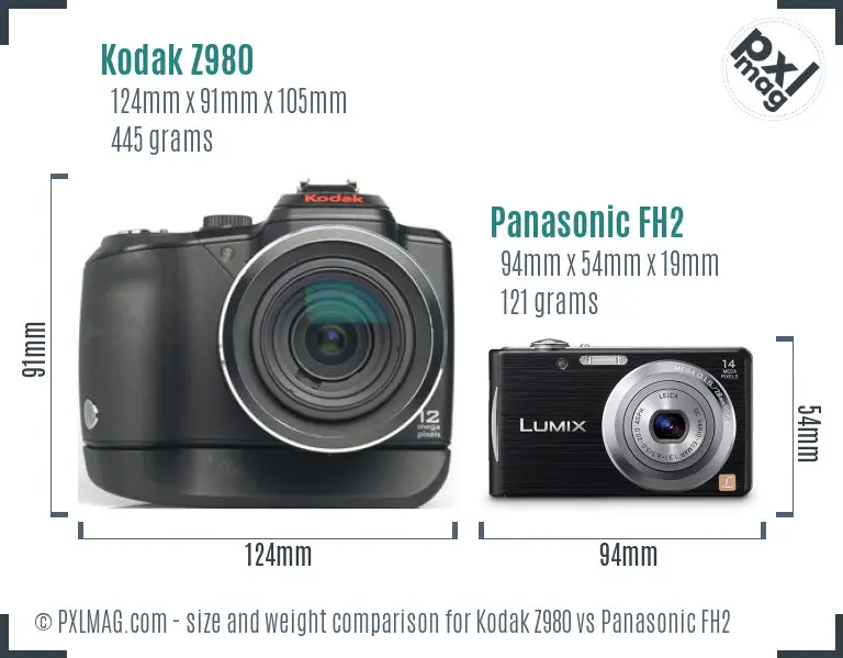 Kodak Z980 vs Panasonic FH2 size comparison Kodak Z980 vs Panasonic FH2 size comparison