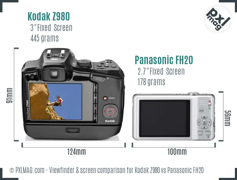 Kodak Z980 vs Panasonic FH20 Screen and Viewfinder comparison Kodak Z980 vs Panasonic FH20 Screen and Viewfinder comparison