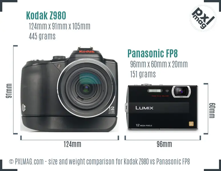 Kodak Z980 vs Panasonic FP8 size comparison