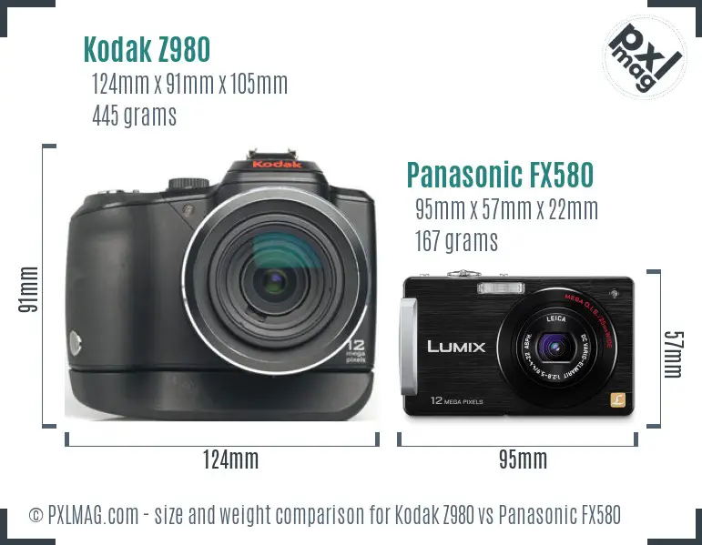 Kodak Z980 vs Panasonic FX580 size comparison