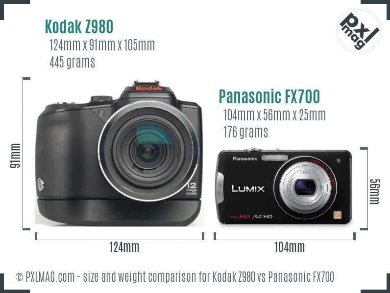 Kodak Z980 vs Panasonic FX700 size comparison