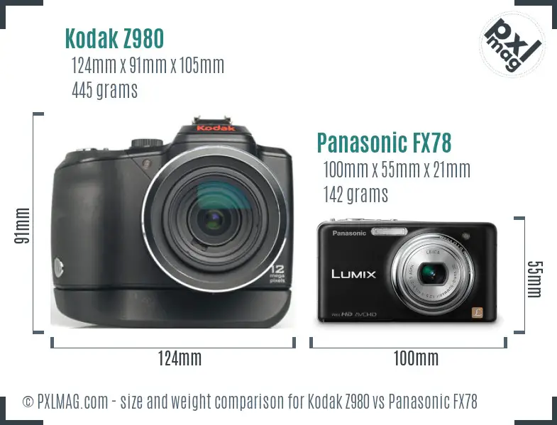 Kodak Z980 vs Panasonic FX78 size comparison Kodak Z980 vs Panasonic FX78 size comparison