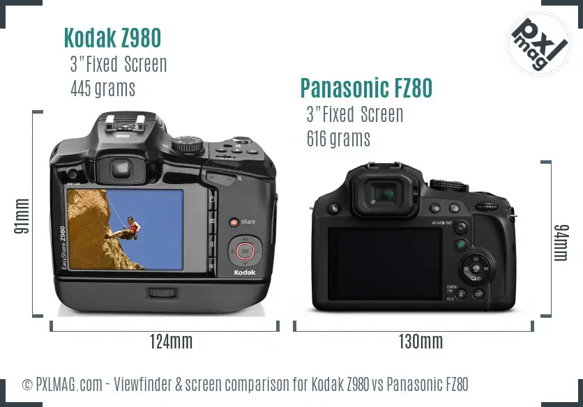 Kodak Z980 vs Panasonic FZ80 Screen and Viewfinder comparison Kodak Z980 vs Panasonic FZ80 Screen and Viewfinder comparison
