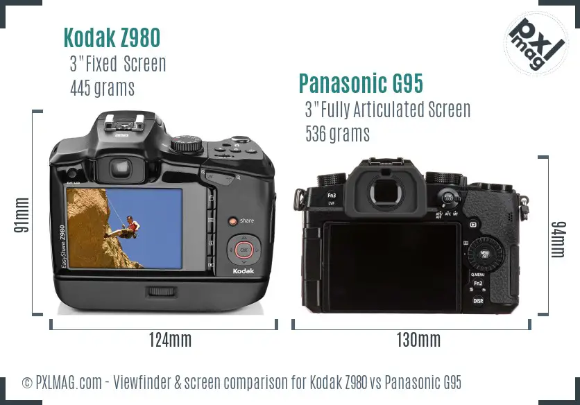 Kodak Z980 vs Panasonic G95 Screen and Viewfinder comparison Kodak Z980 vs Panasonic G95 Screen and Viewfinder comparison