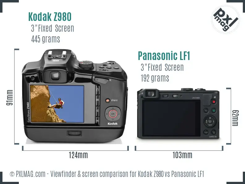 Kodak Z980 vs Panasonic LF1 Screen and Viewfinder comparison