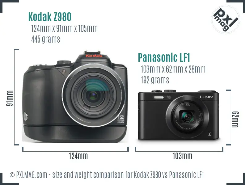 Kodak Z980 vs Panasonic LF1 size comparison