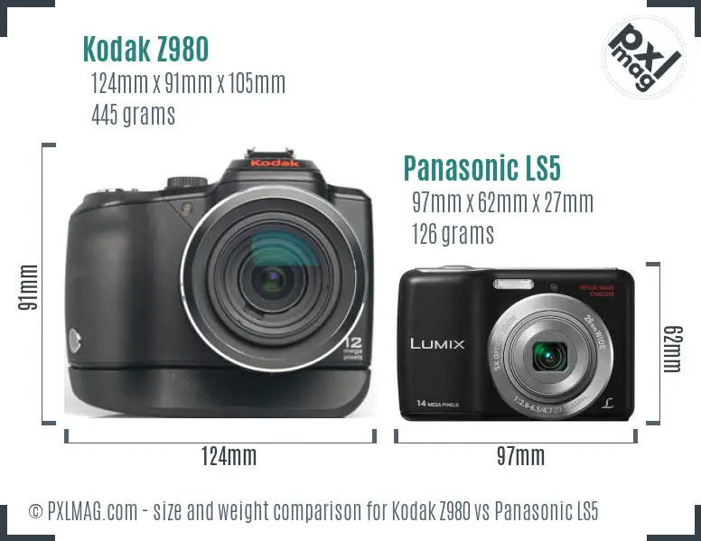 Kodak Z980 vs Panasonic LS5 size comparison