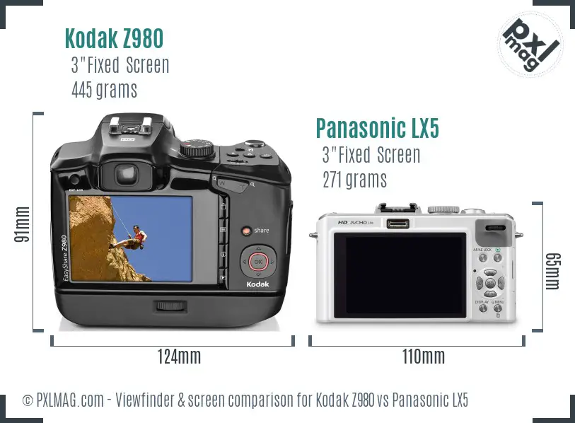 Kodak Z980 vs Panasonic LX5 Screen and Viewfinder comparison Kodak Z980 vs Panasonic LX5 Screen and Viewfinder comparison