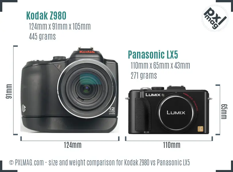 Kodak Z980 vs Panasonic LX5 size comparison Kodak Z980 vs Panasonic LX5 size comparison