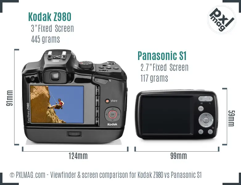 Kodak Z980 vs Panasonic S1 Screen and Viewfinder comparison