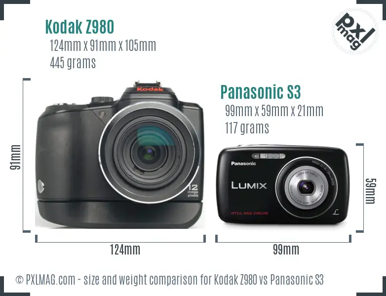 Kodak Z980 vs Panasonic S3 size comparison