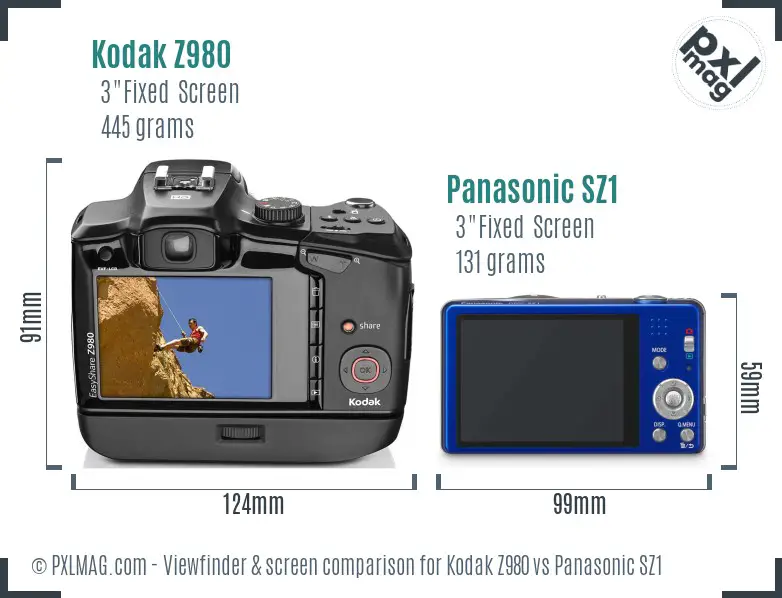 Kodak Z980 vs Panasonic SZ1 Screen and Viewfinder comparison Kodak Z980 vs Panasonic SZ1 Screen and Viewfinder comparison