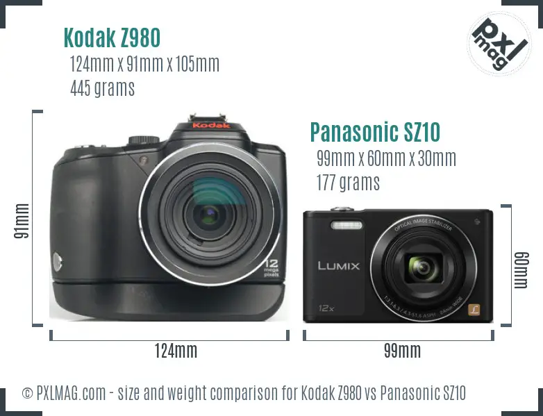 Kodak Z980 vs Panasonic SZ10 size comparison Kodak Z980 vs Panasonic SZ10 size comparison