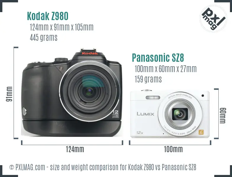 Kodak Z980 vs Panasonic SZ8 size comparison Kodak Z980 vs Panasonic SZ8 size comparison