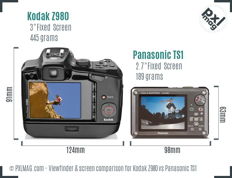 Kodak Z980 vs Panasonic TS1 Screen and Viewfinder comparison