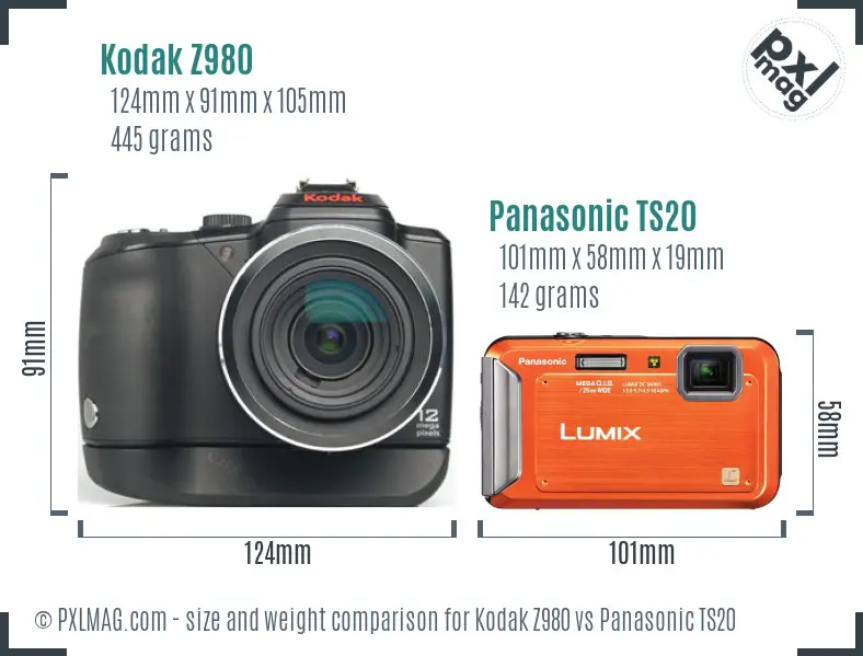 Kodak Z980 vs Panasonic TS20 size comparison Kodak Z980 vs Panasonic TS20 size comparison