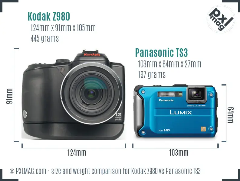 Kodak Z980 vs Panasonic TS3 size comparison Kodak Z980 vs Panasonic TS3 size comparison