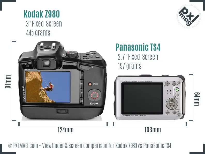 Kodak Z980 vs Panasonic TS4 Screen and Viewfinder comparison Kodak Z980 vs Panasonic TS4 Screen and Viewfinder comparison