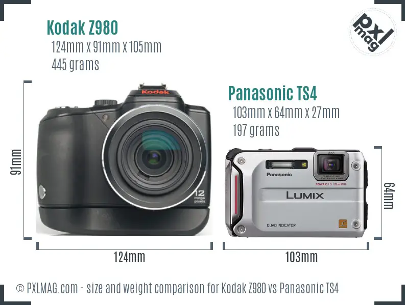 Kodak Z980 vs Panasonic TS4 size comparison Kodak Z980 vs Panasonic TS4 size comparison