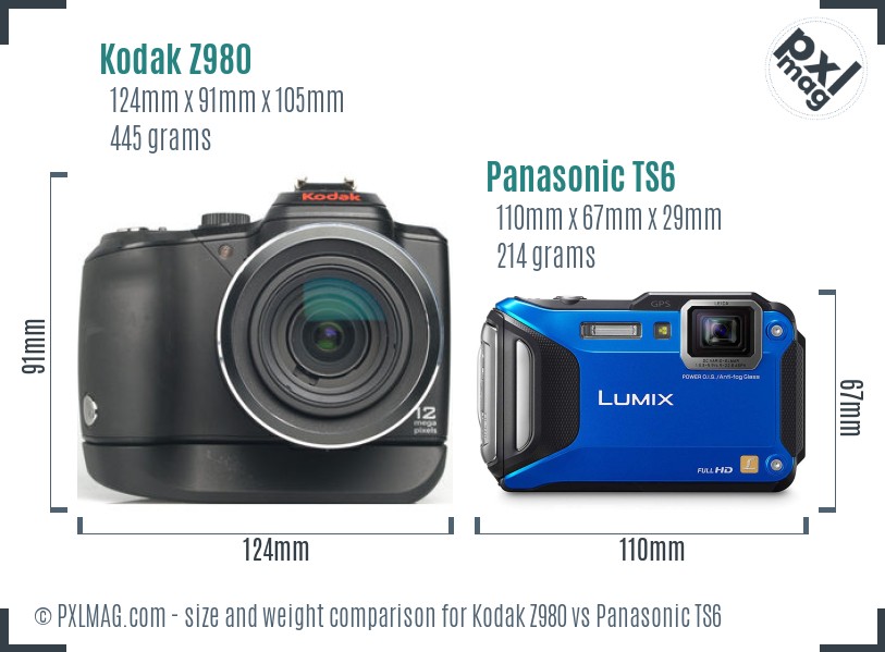 Kodak Z980 vs Panasonic TS6 size comparison Kodak Z980 vs Panasonic TS6 size comparison