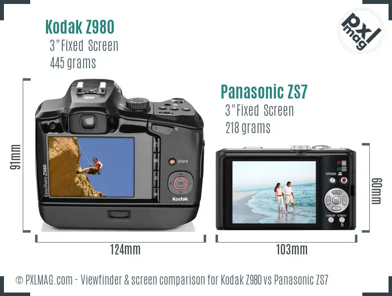 Kodak Z980 vs Panasonic ZS7 Screen and Viewfinder comparison Kodak Z980 vs Panasonic ZS7 Screen and Viewfinder comparison